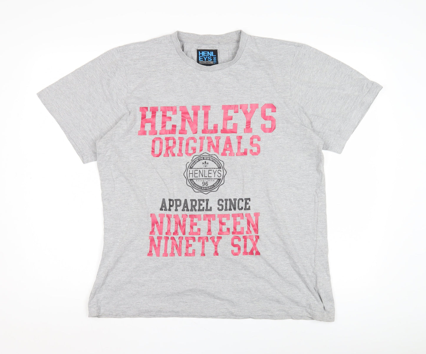 Mens UK Size L Henleys Grey  T-Shirt