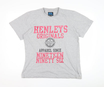 Mens UK Size L Henleys Grey  T-Shirt