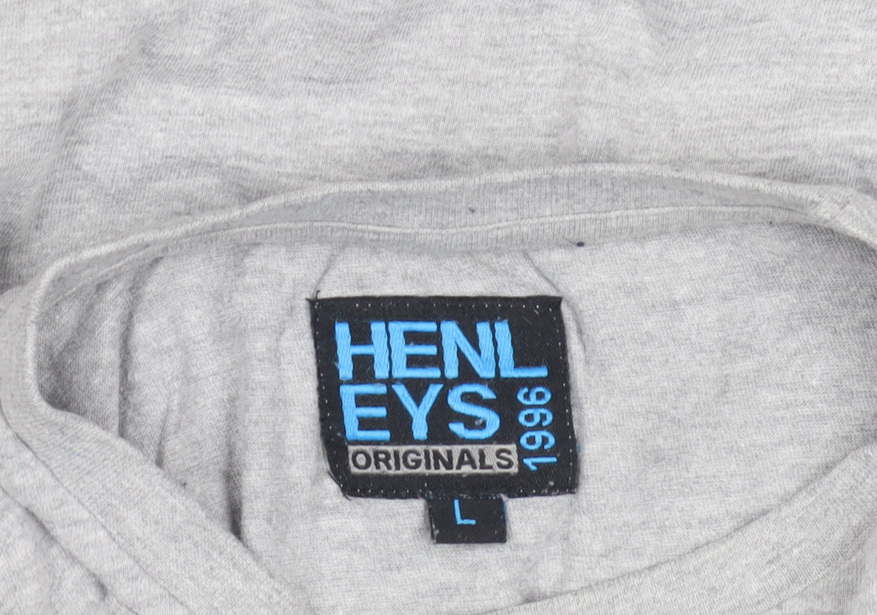 Mens UK Size L Henleys Grey  T-Shirt