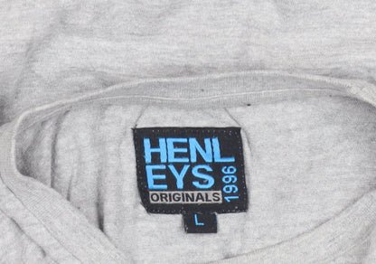 Mens UK Size L Henleys Grey  T-Shirt