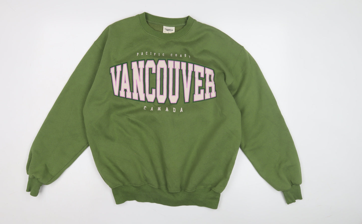 Unisex Adults UK Size S Pull&Bear Green Pullover Sweatshirt