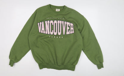 Unisex Adults UK Size S Pull&Bear Green Pullover Sweatshirt