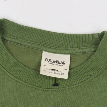 Unisex Adults UK Size S Pull&Bear Green Pullover Sweatshirt