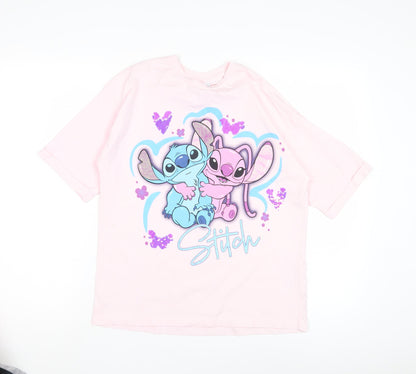 George Girls Pink Stitch Graphic T-Shirt, Size 12-13 Years