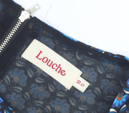 Louche Women's Blue Geometric Knee Length Dress S 10