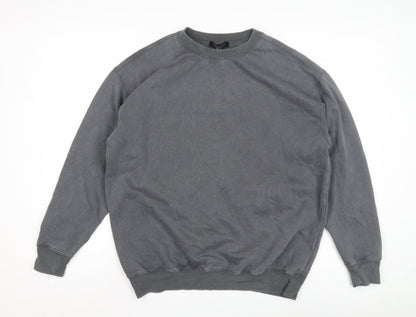 New Look Grey Unisex Crew Neck Sweatshirt L
