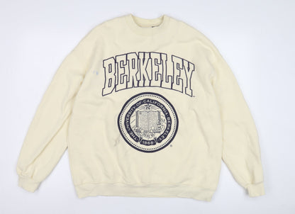 Unisex Adults UK Size S Pull & Bear Ivory Pullover Sweatshirt