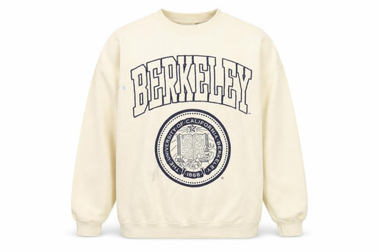 Front view of Pull&Bear unisex ivory uc berkeley sweatshirt s