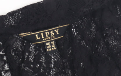 Womens UK Size 16 Lipsy Black Basic Blouse