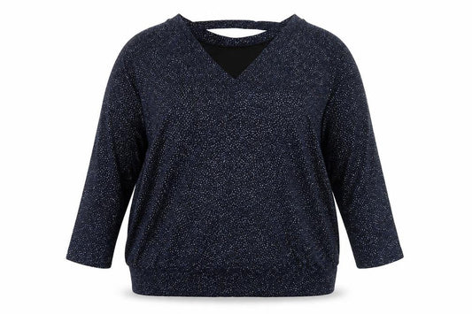 Front view of Roman Black Women’s 3/4 Sleeve Sparking Top