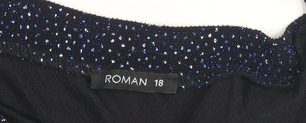 Womens UK Size 18 Roman Black Basic Blouse