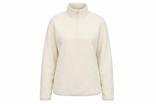 Front view of ASOS DESIGN Women's Ivory Sweatshirt, S, Casual 1/2 Zip