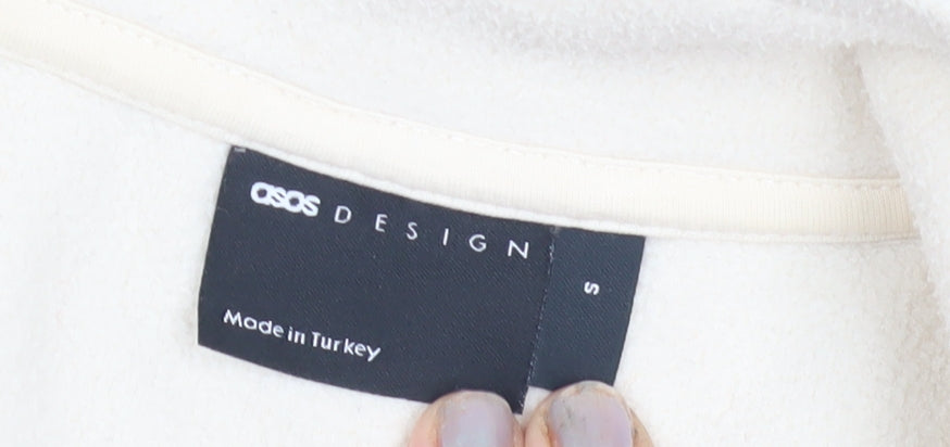 Womens UK Size S ASOS DESIGN Ivory Full Zip Sweatshirt