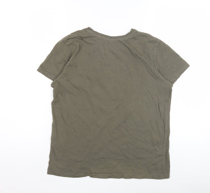 Unisex Adults UK Size L Pull&Bear Green Basic T-Shirt