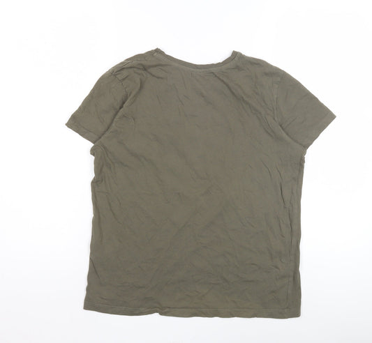 Unisex Adults UK Size L Pull&Bear Green Basic T-Shirt