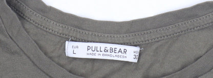 Unisex Adults UK Size L Pull&Bear Green Basic T-Shirt
