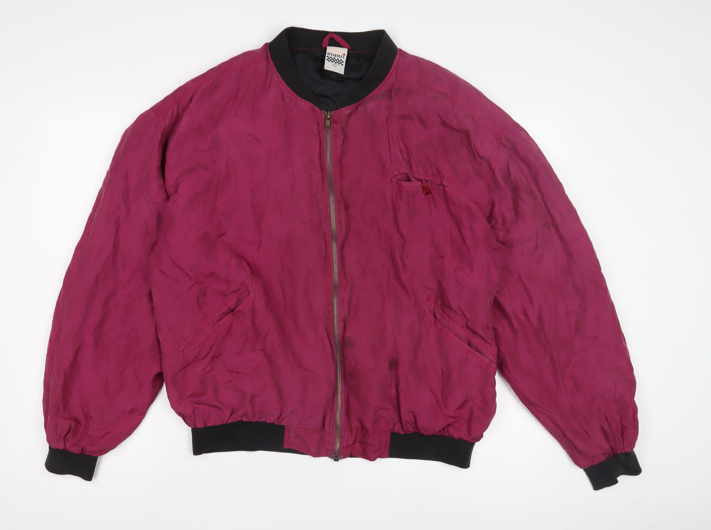 Avanti Men's Red Silk Bomber Jacket, M