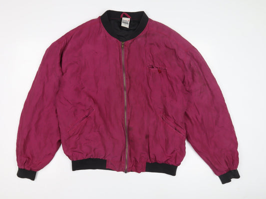 Avanti Men's Red Silk Bomber Jacket, M