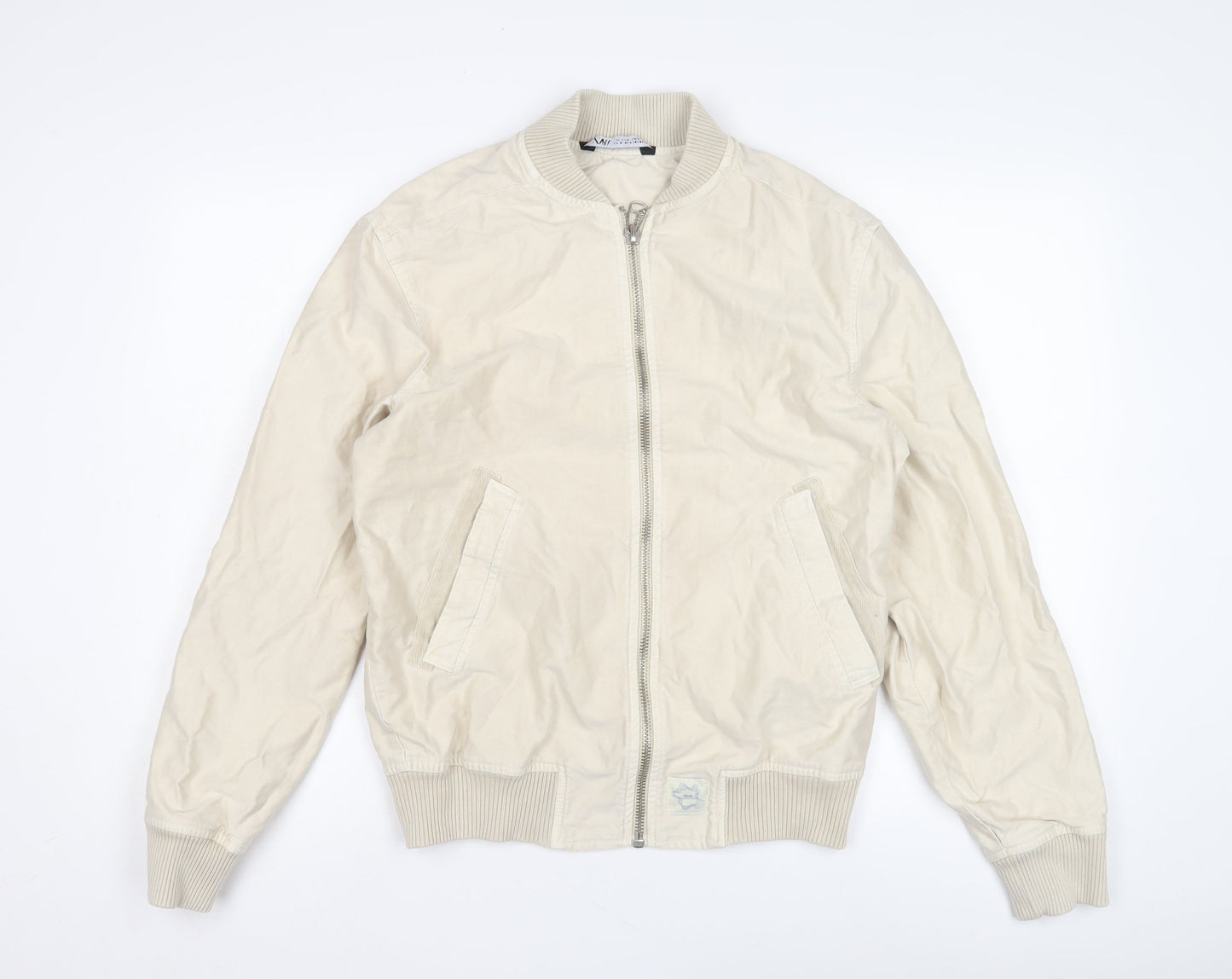 Womens UK Size S Zara Beige Bomber Jacket