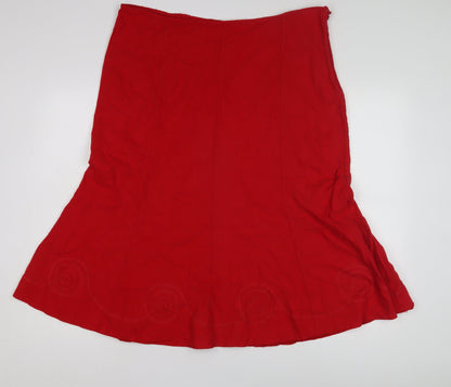 M&Co Women's Red Linen Skirt Size 20