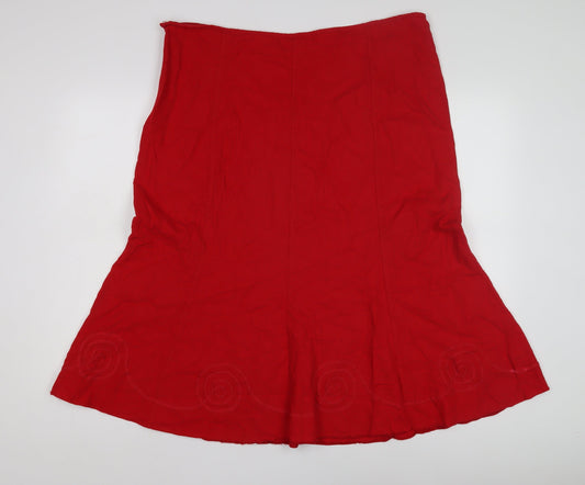 M&Co Women's Red Linen Skirt Size 20