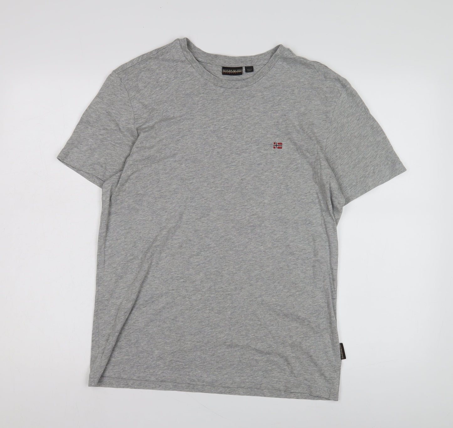 Napapijri Men's Grey Cotton T-Shirt, Medium