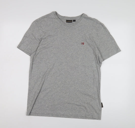 Napapijri Men's Grey Cotton T-Shirt, Medium
