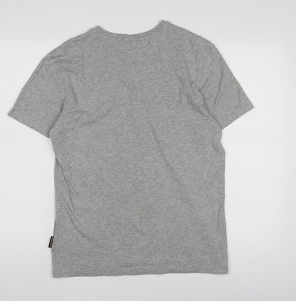 Napapijri Men's Grey Cotton T-Shirt, Medium