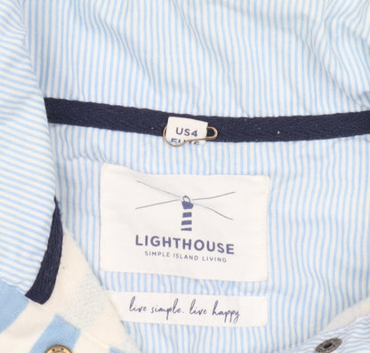 Lighthouse Women's Blue Striped Pullover Sweatshirt, Size 8