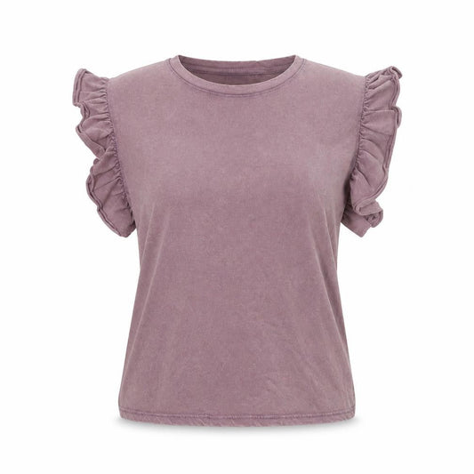 Zara Women's Purple Flutter Sleeve T-Shirt M