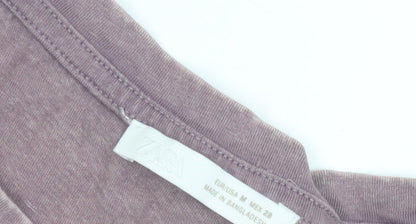 Zara Women's Purple Flutter Sleeve T-Shirt M