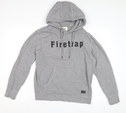 Mens UK Size S Firetrap Grey Pullover Hoodie