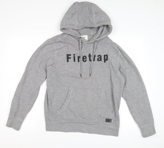 Mens UK Size S Firetrap Grey Pullover Hoodie