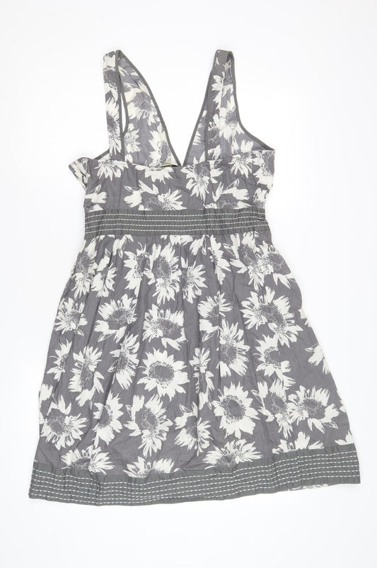 Mantaray Women's Grey Floral Dress Size 14