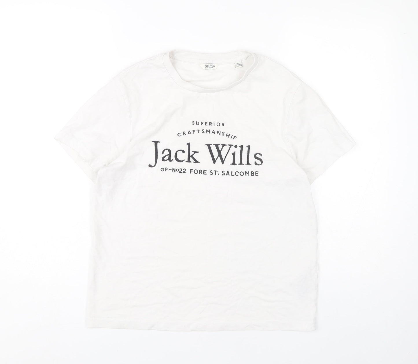 Jack Wills Women's White T-Shirt, Size 8, Casual Style