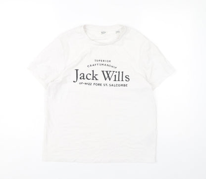 Jack Wills Women's White T-Shirt, Size 8, Casual Style
