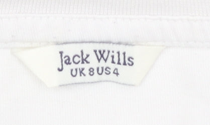 Jack Wills Women's White T-Shirt, Size 8, Casual Style