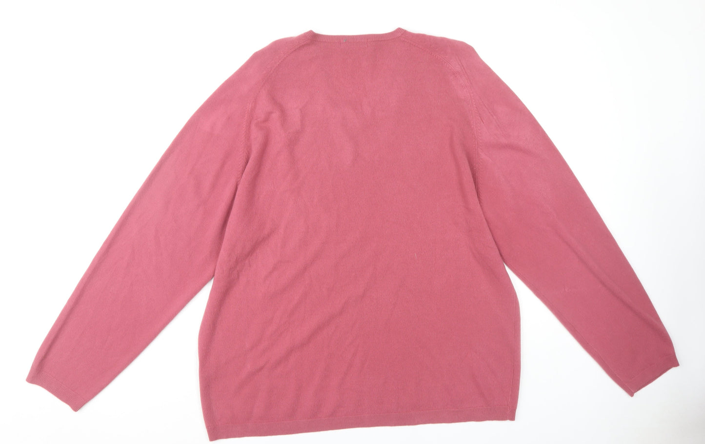 Marks and Spencer Men's Pink V-Neck Pullover 2XL Jumper