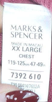 Marks and Spencer Men's Pink V-Neck Pullover 2XL Jumper