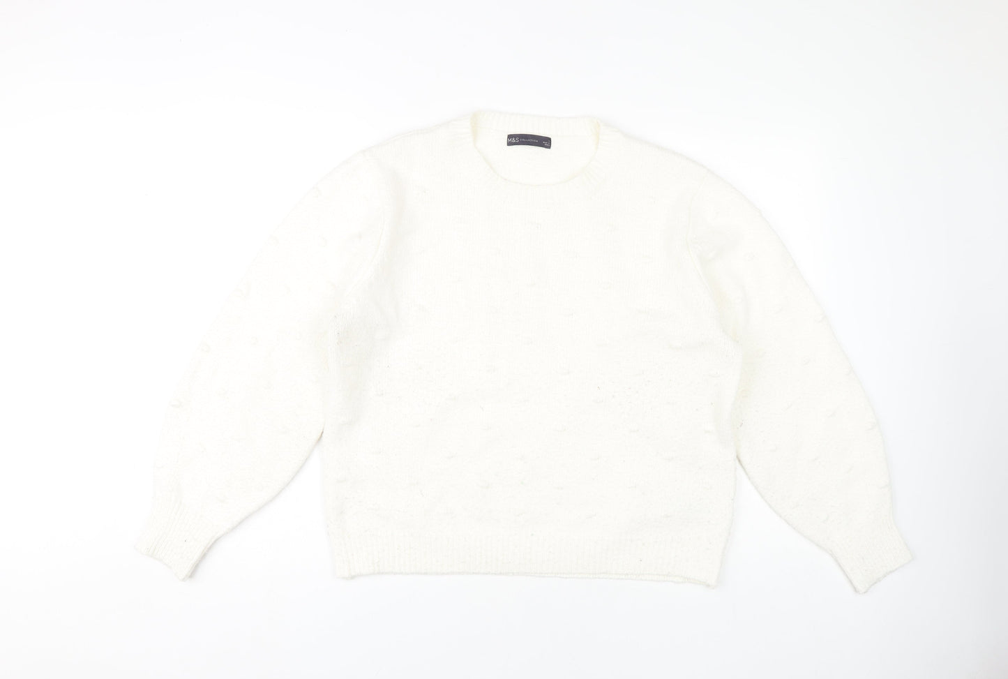 Womens UK Size L Marks and Spencer White Pullover Jumper