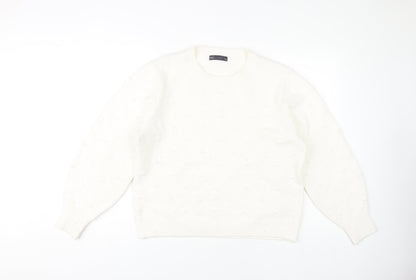 Womens UK Size L Marks and Spencer White Pullover Jumper