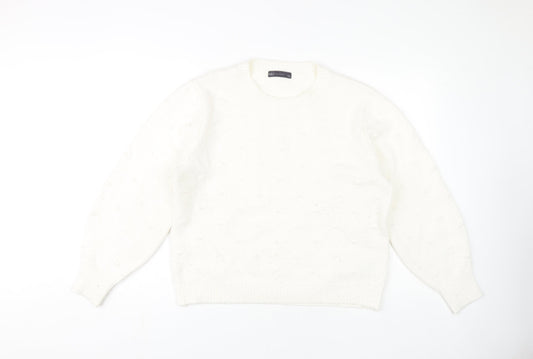 Womens UK Size L Marks and Spencer White Pullover Jumper