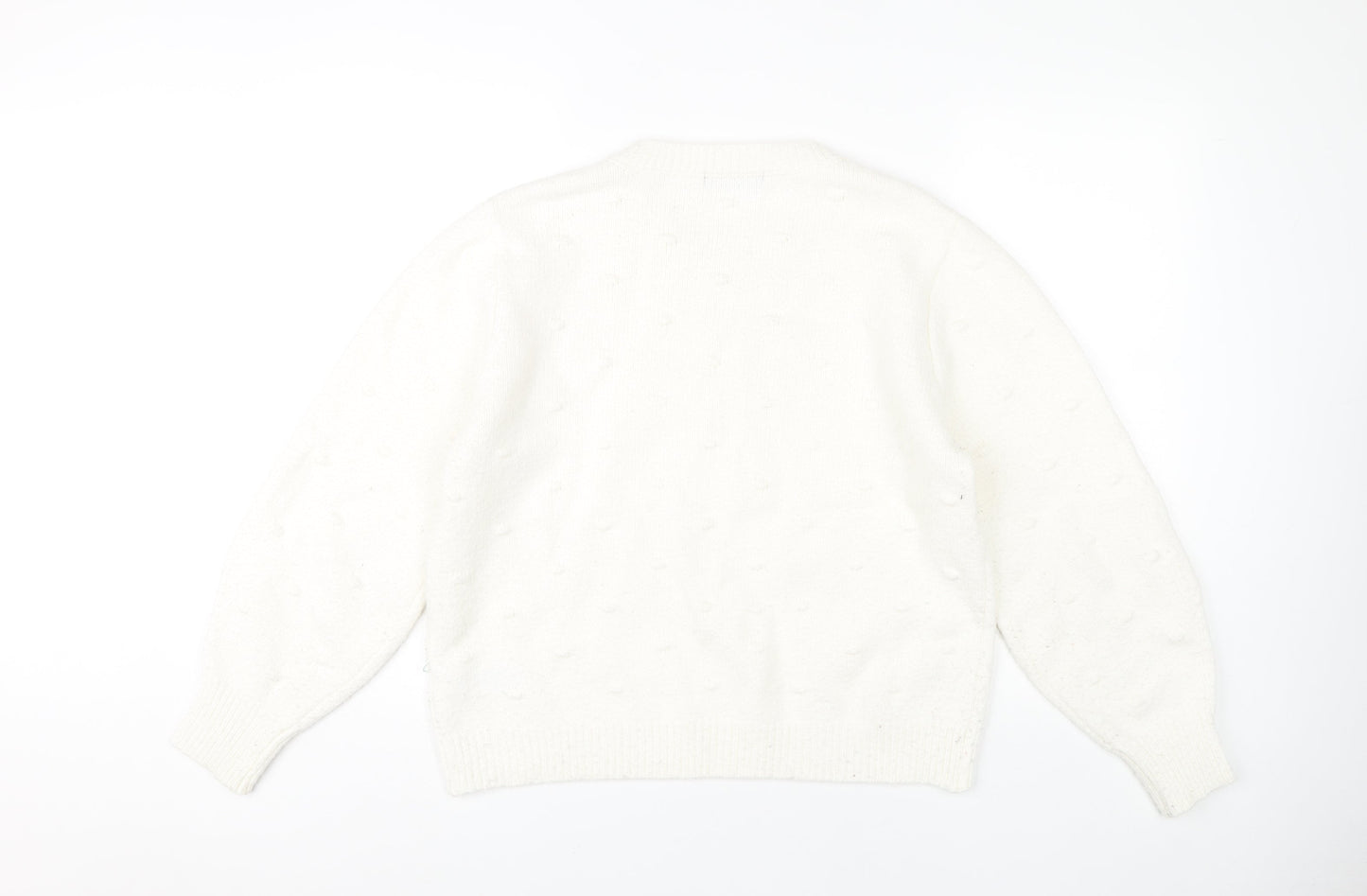 Womens UK Size L Marks and Spencer White Pullover Jumper