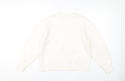 Womens UK Size L Marks and Spencer White Pullover Jumper