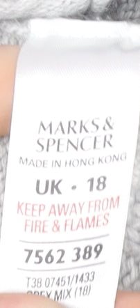 Marks and Spencer Women's Grey Full Zip Jumper Size 18