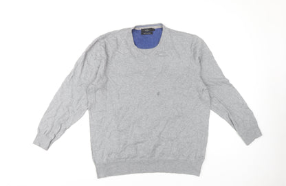 Jeff Banks Men's Grey V-Neck Cotton Pullover Size L