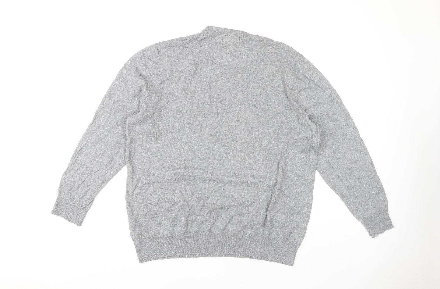 Jeff Banks Men's Grey V-Neck Cotton Pullover Size L