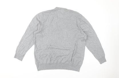 Jeff Banks Men's Grey V-Neck Cotton Pullover Size L