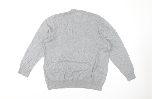 Jeff Banks Men's Grey V-Neck Cotton Pullover Size L