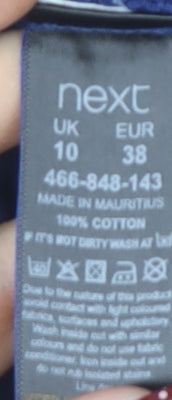 Next Women Blue Strapless Cotton Tie Belt Dress Size 10